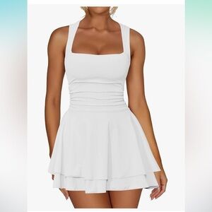 Kaximil Square Neck Ruffle Hem Mini Dress White Women’s Size XS NWT